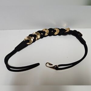 Black Braided Belt with Gold Accents